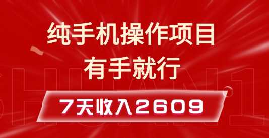 纯手机操作的小项目，有手就能做，7天收入2609+实操教程【揭秘】好创网-专注优质VIP网课 网络创业落地实操课程资源分享 – 每天更新_高质量项目输出好创网