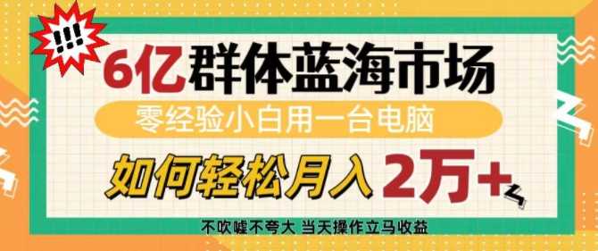 6亿群体蓝海市场，零经验小白用一台电脑，如何轻松月入过w【揭秘】好创网-专注优质VIP网课 网络创业落地实操课程资源分享 – 每天更新_高质量项目输出好创网
