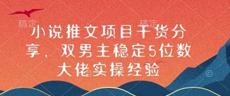 小说推文项目干货分享，双男主稳定5位数大佬实操经验好创网-专注优质VIP网课 网络创业落地实操课程资源分享 – 每天更新_高质量项目输出好创网