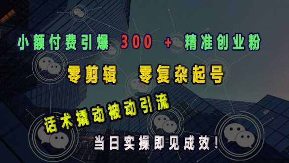 小额付费引爆 300 + 精准创业粉，零剪辑、零复杂起号，话术撬动被动引流，当日实操即见成效好创网-专注优质VIP网课 网络创业落地实操课程资源分享 – 每天更新_高质量项目输出好创网