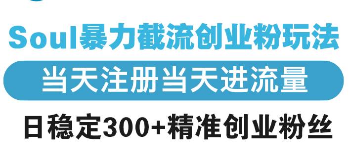 （13935期）Soul暴力截流创业粉玩法，当天注册当天进流量，日稳定300+精准创业粉丝好创网-专注优质VIP网课 网络创业落地实操课程资源分享 – 每天更新_高质量项目输出好创网