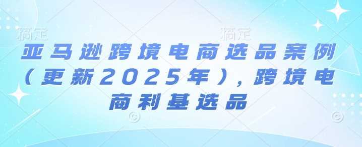 亚马逊跨境电商选品案例(更新2025年)，跨境电商利基选品好创网-专注优质VIP网课 网络创业落地实操课程资源分享 – 每天更新_高质量项目输出好创网