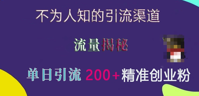 不为人知的引流渠道，流量揭秘，实测单日引流200+精准创业粉【揭秘】好创网-专注优质VIP网课 网络创业落地实操课程资源分享 – 每天更新_高质量项目输出好创网
