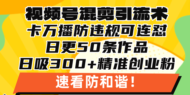 视频号混剪引流技术，500万播放引流17000创业粉，操作简单当天学会好创网-专注优质VIP网课 网络创业落地实操课程资源分享 – 每天更新_高质量项目输出好创网