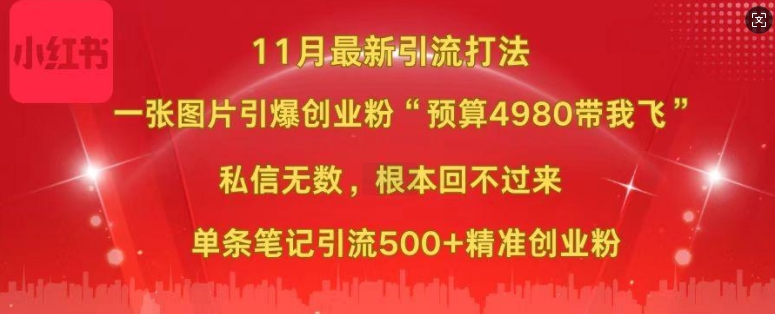 小红书11月最新图片打粉，一张图片引爆创业粉，“预算4980带我飞”，单条引流500+精准创业粉好创网-专注优质VIP网课 网络创业落地实操课程资源分享 – 每天更新_高质量项目输出好创网