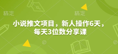 小说推文项目，新人操作6天，每天3位数分享课好创网-专注优质VIP网课 网络创业落地实操课程资源分享 – 每天更新_高质量项目输出好创网