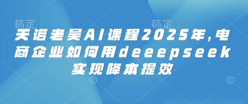 天诺老吴AI课程2025年，电商企业如何用deeepseek实现降本提效好创网-专注优质VIP网课 网络创业落地实操课程资源分享 – 每天更新_高质量项目输出好创网