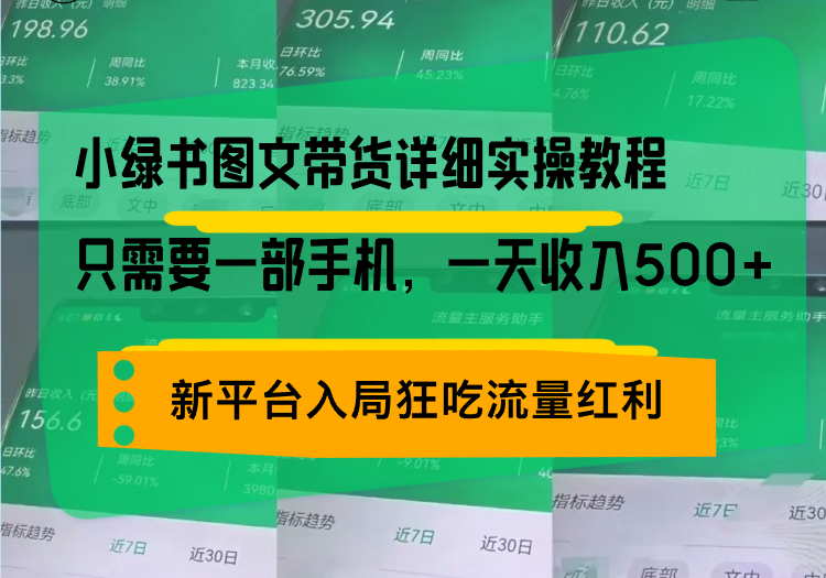 小绿书图文带货详细实操教程，只需要一部手机，一天收入500+，轻松变现好创网-专注优质VIP网课 网络创业落地实操课程资源分享 – 每天更新_高质量项目输出好创网