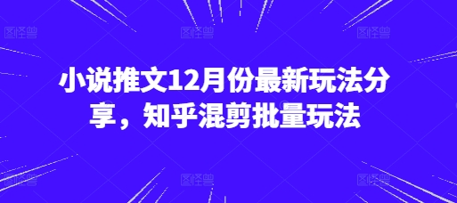 小说推文12月份最新玩法分享，知乎混剪批量玩法好创网-专注优质VIP网课 网络创业落地实操课程资源分享 – 每天更新_高质量项目输出好创网