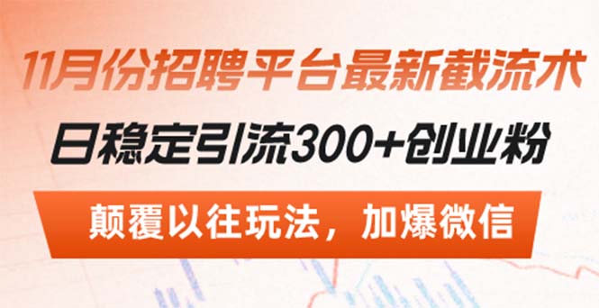 招聘平台最新截流术，日稳定引流300+创业粉，颠覆以往玩法 加爆微信好创网-专注优质VIP网课 网络创业落地实操课程资源分享 – 每天更新_高质量项目输出好创网