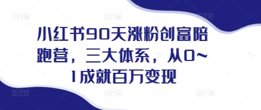 小红书90天涨粉创富陪跑营，​三大体系，从0~1成就百万变现，做小红书的最后一站好创网-专注优质VIP网课 网络创业落地实操课程资源分享 – 每天更新_高质量项目输出好创网