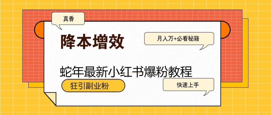 蛇年最新小红书爆粉教程，狂引副业粉，月入万+必看好创网-专注优质VIP网课 网络创业落地实操课程资源分享 – 每天更新_高质量项目输出好创网